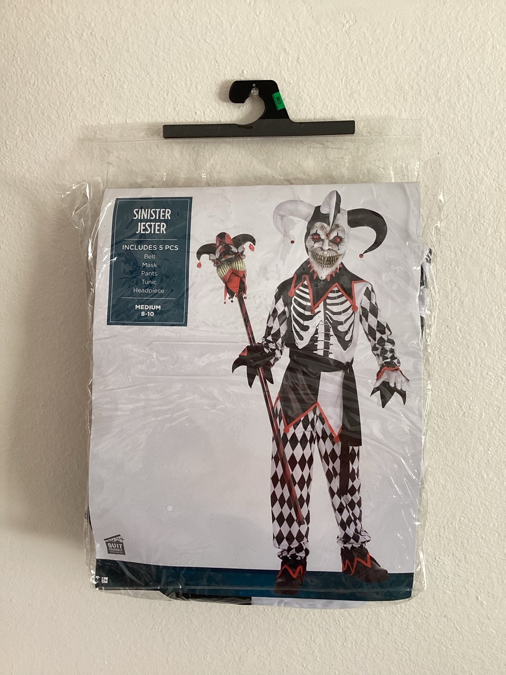 Sinister Jester Kids Costume - Black, White & Red